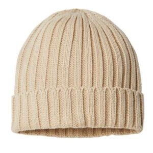 Sustainable Cable Knit Cuffed Beanie - Light Beige