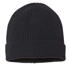Sustainable Fine Rib Cuffed Beanie - Black