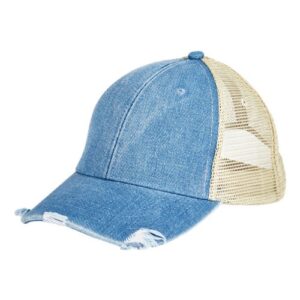 Ollie Distressed Cap - Light Denim/ Tan