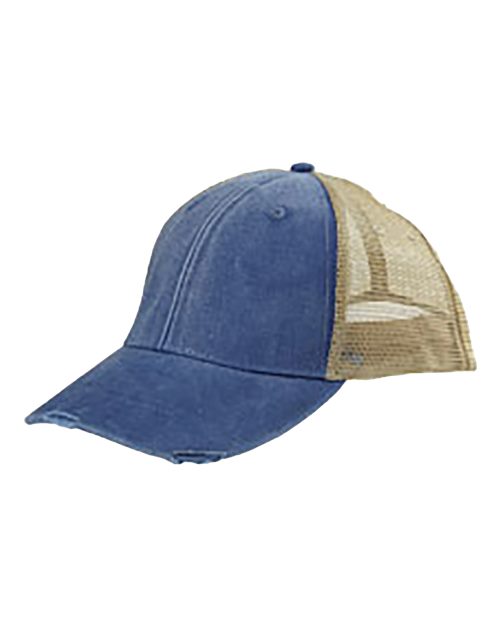Ollie Distressed Cap - Royal/ Tan