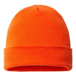 USA-Made 12" Cuffed Beanie - Deep Orange