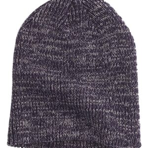 Ribbed Marled Beanie - Black/ Grey