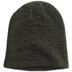 Ribbed Marled Beanie - Olive/ Black