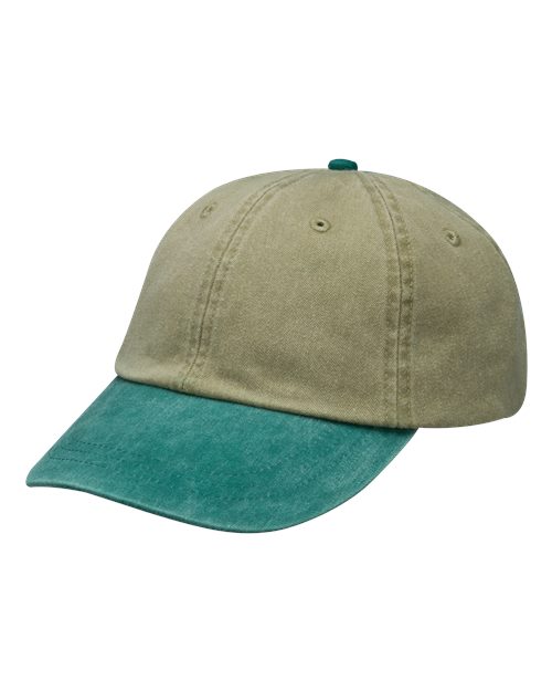 Optimum Pigment-Dyed Dad Hat - Khaki/ Aqua
