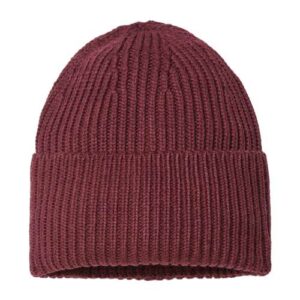 Sustainable Chunky Rib Cuffed Beanie - Burgundy Melange