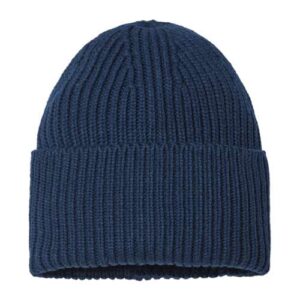 Sustainable Chunky Rib Cuffed Beanie - Navy