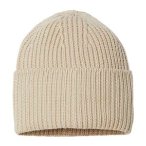 Sustainable Chunky Rib Cuffed Beanie - Light Beige