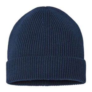 Sustainable Fine Rib Cuffed Beanie - Navy