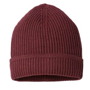 Sustainable Finish Edge Cuffed Beanie - Burgundy Melange