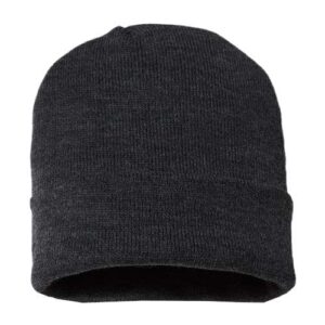 USA-Made 12" Cuffed Beanie - Dark Heather Grey