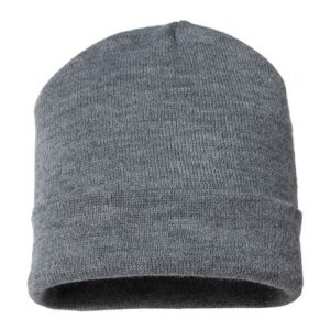 USA-Made 12" Cuffed Beanie - Heather Grey