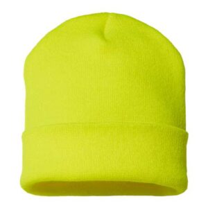 USA-Made 12" Cuffed Beanie - Neon Yellow