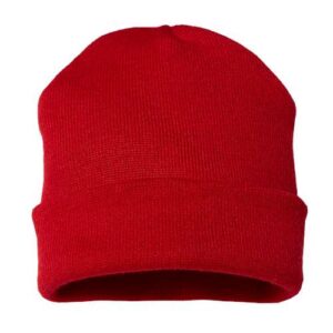 USA-Made 12" Cuffed Beanie - True Red
