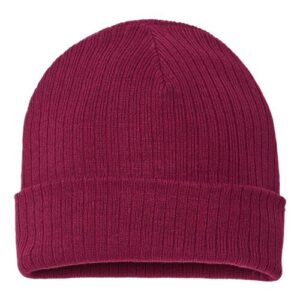 Sustainable Rib Cuffed Beanie - Burgundy