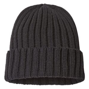 Sustainable Cable Knit Cuffed Beanie - Black