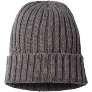 Sustainable Cable Knit Cuffed Beanie - Dark Grey