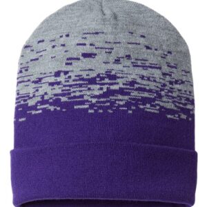 USA-Made Static Cuffed Beanie - Purple/ Heather