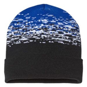USA-Made Static Cuffed Beanie - Black/ White/ Royal