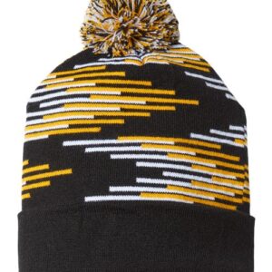 USA-Made Bar Beanie - Black/ Gold/ White