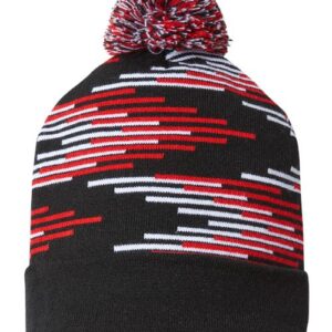 USA-Made Bar Beanie - Black/ True Red/ White