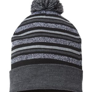 USA-Made Striped Beanie - Black