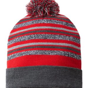 USA-Made Striped Beanie - True Red