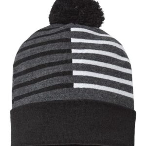 USA-Made Half Color Beanie - Black/ White