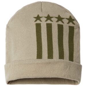 USA-Made Patriotic Cuffed Beanie - Khaki/ Olive Stars
