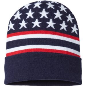 USA-Made Patriotic Cuffed Beanie - Navy Flag